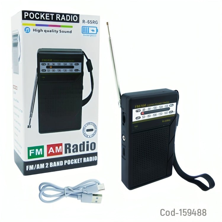 RADIO AM/FM 2 BANDAS MOD.R-65RG RECARGABLE USB TYPE-C - 3