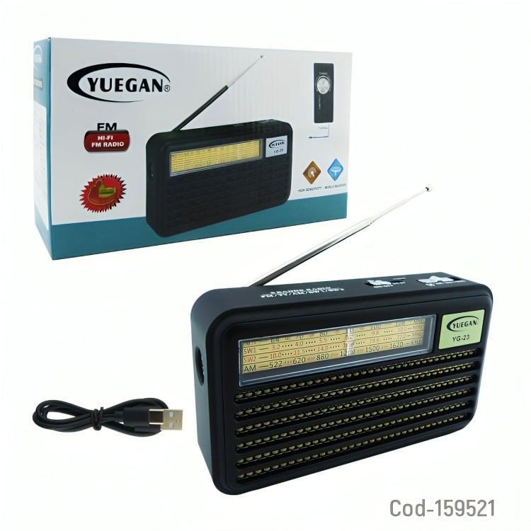RADIO MULTIBANDA YUEGAN BANDAS CON LINTERNA RECARGABLE NEGRO - 3