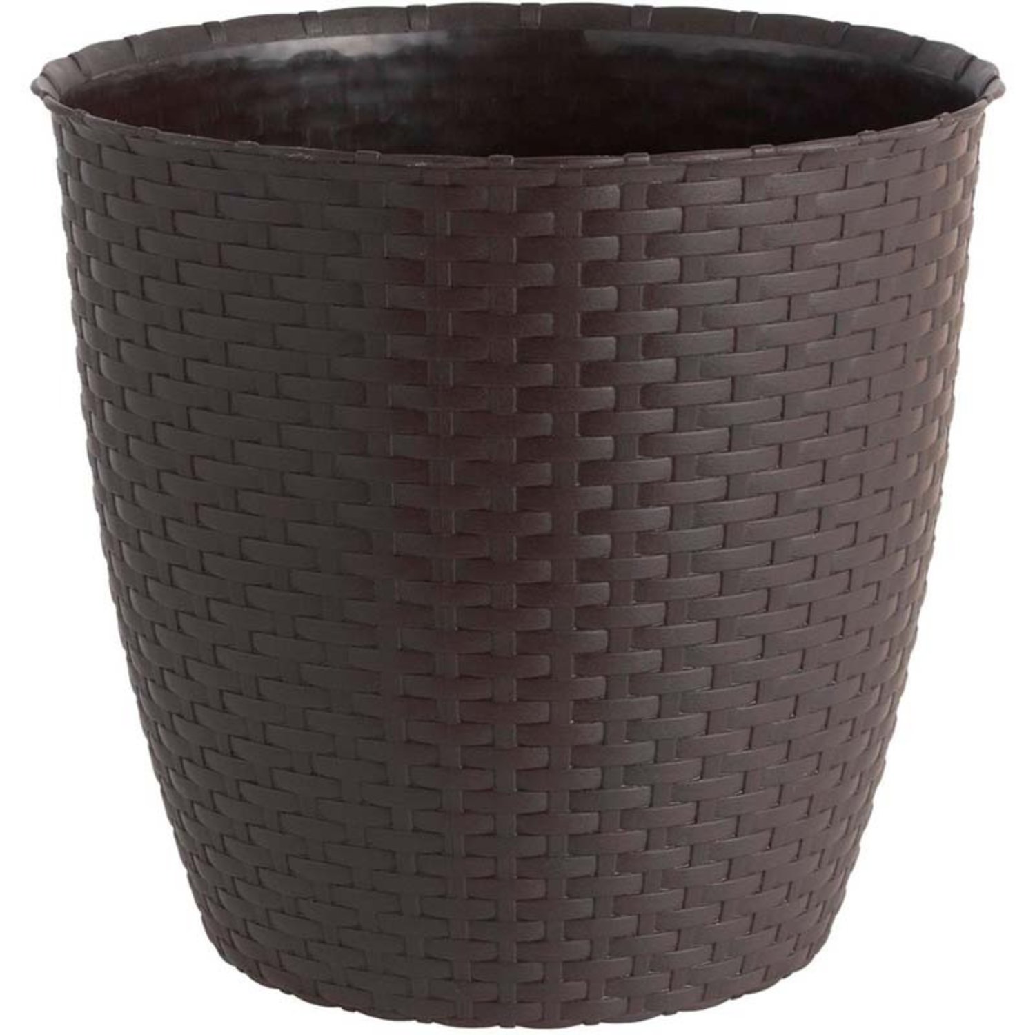 MACETA REDONDA ESTILO RATAN 18×16 CM MARRON MORO – REYPLAST - 1