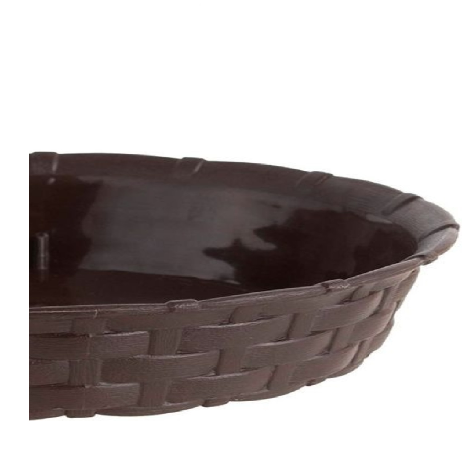 PACK X 4 PLATO MACETA REDONDA ESTILO RATAN 33×30 CM MARRON MORRO – REYPLAST - 1