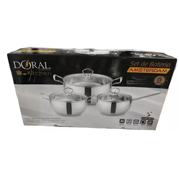 BATERIA DE COCINA ACERO INOX. DE 6 PIEZAS / AMSTERDAM – DORAL - 1