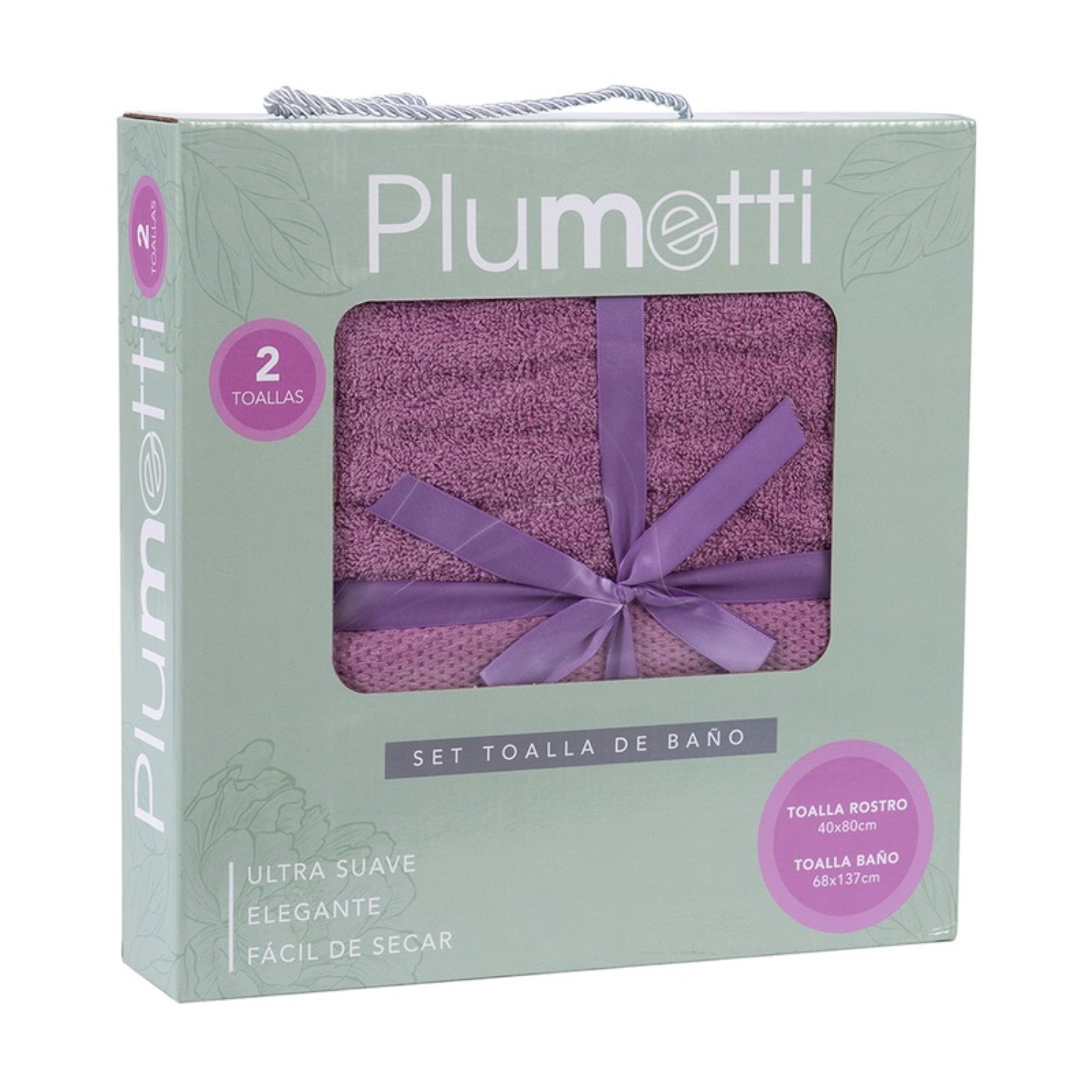 SET 2 TOALLAS COLORIX 380 GRS CAJA / MORADO – PLUMETTI - 2