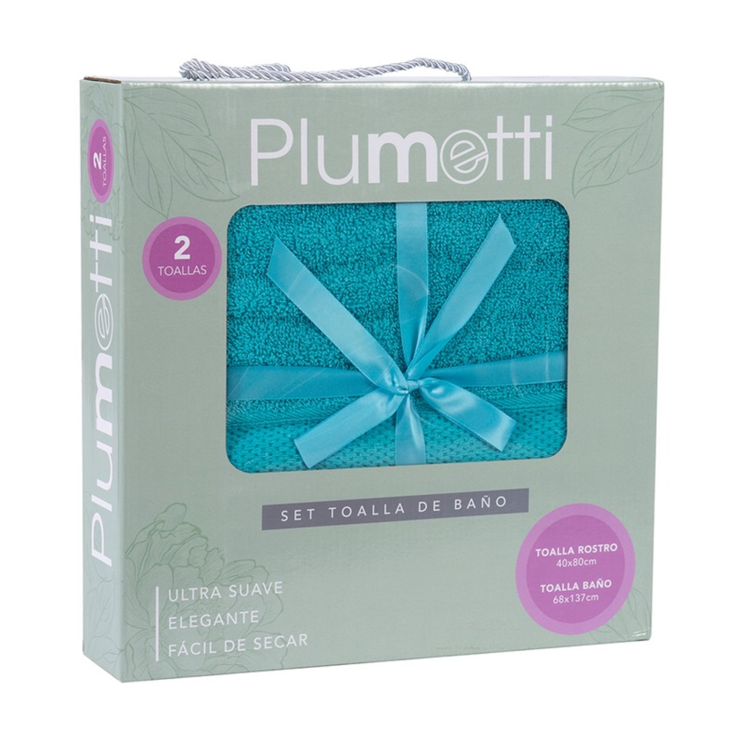 SET 2 TOALLAS COLORIX 380 GRS CAJA / CELESTE – PLUMETTI - 1