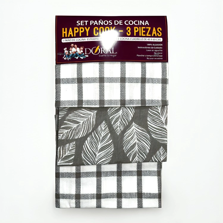 SET 3 PAÑOS DE COCINA HAPPY COOK GRIS - 3