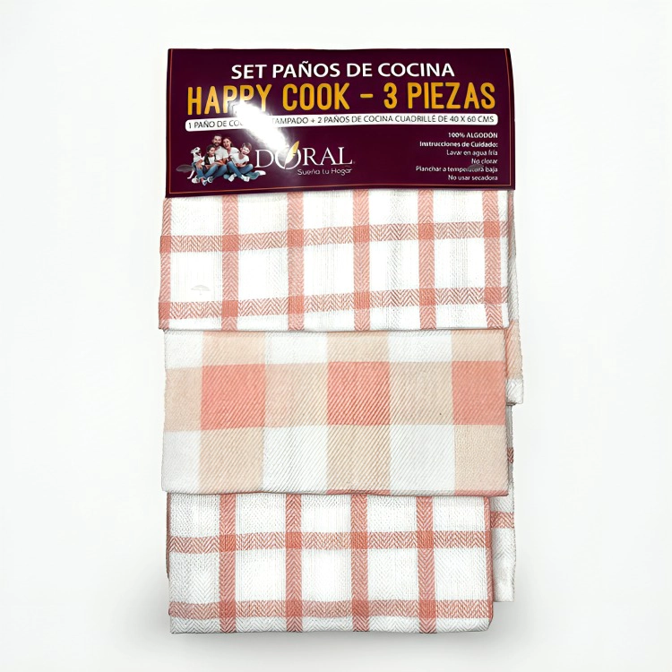 SET 3 PAÑOS DE COCINA HAPPY COOK ROSA - 3