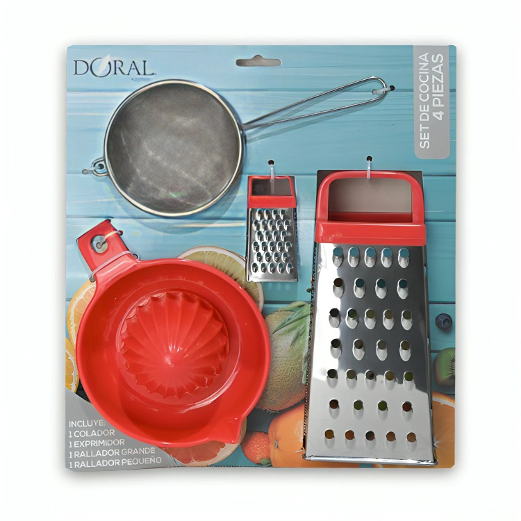 SET DE COCINA 4 PIEZAS  ROJO  DORAL - 2