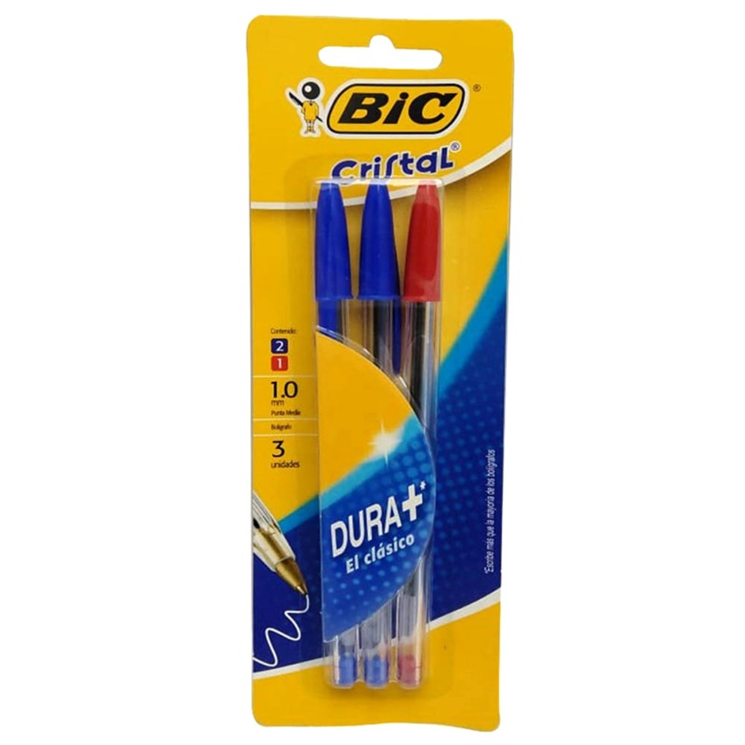 PACK X 4 BLISTER 3 BOLIGRAFOS CRISTAL FINO / 2 AZUL 1 ROJO – BIC - 2