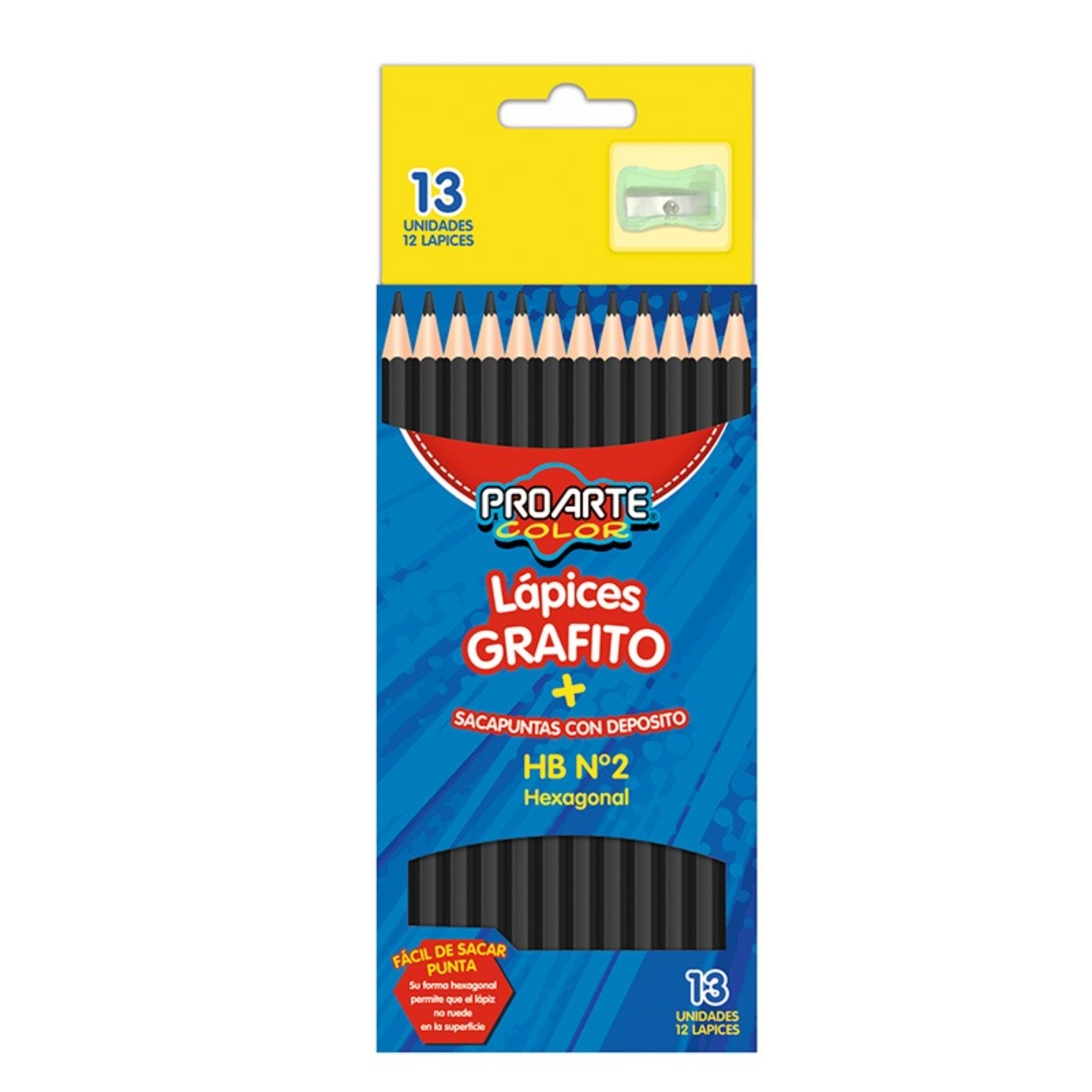 PACK X 4 LAPICES GRAFITOS HEXAGONAL NO. 2 12 UND + SACAPUNTAS – PROARTE - 2