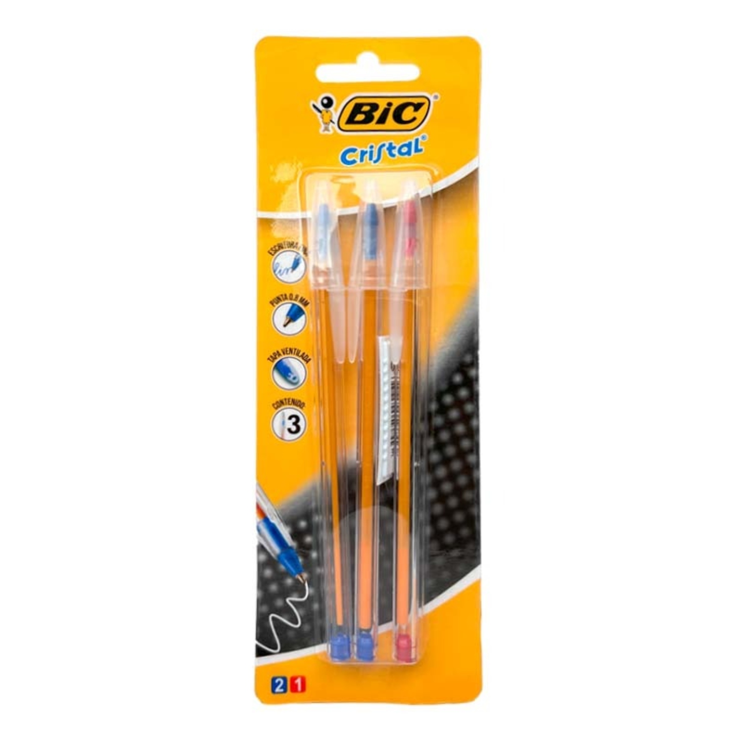 PACK X 4 BLISTER 3 BOLIGRAFOS CRISTAL FINO / 2 AZUL 1 ROJO – BIC - 3