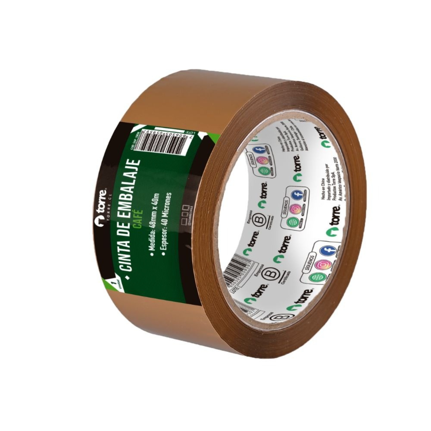 PACK X 4 CINTA DE EMBALAJE CAFE 48MM X 40M – TORRE - 1