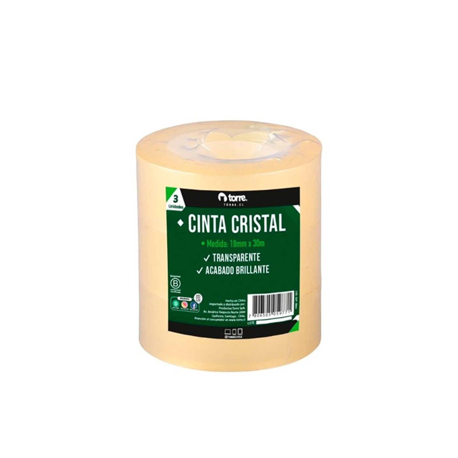 PACK X 4 CINTA CRISTAL SET 3 UNIDADES 18MM. X30M. – TORRE - 2