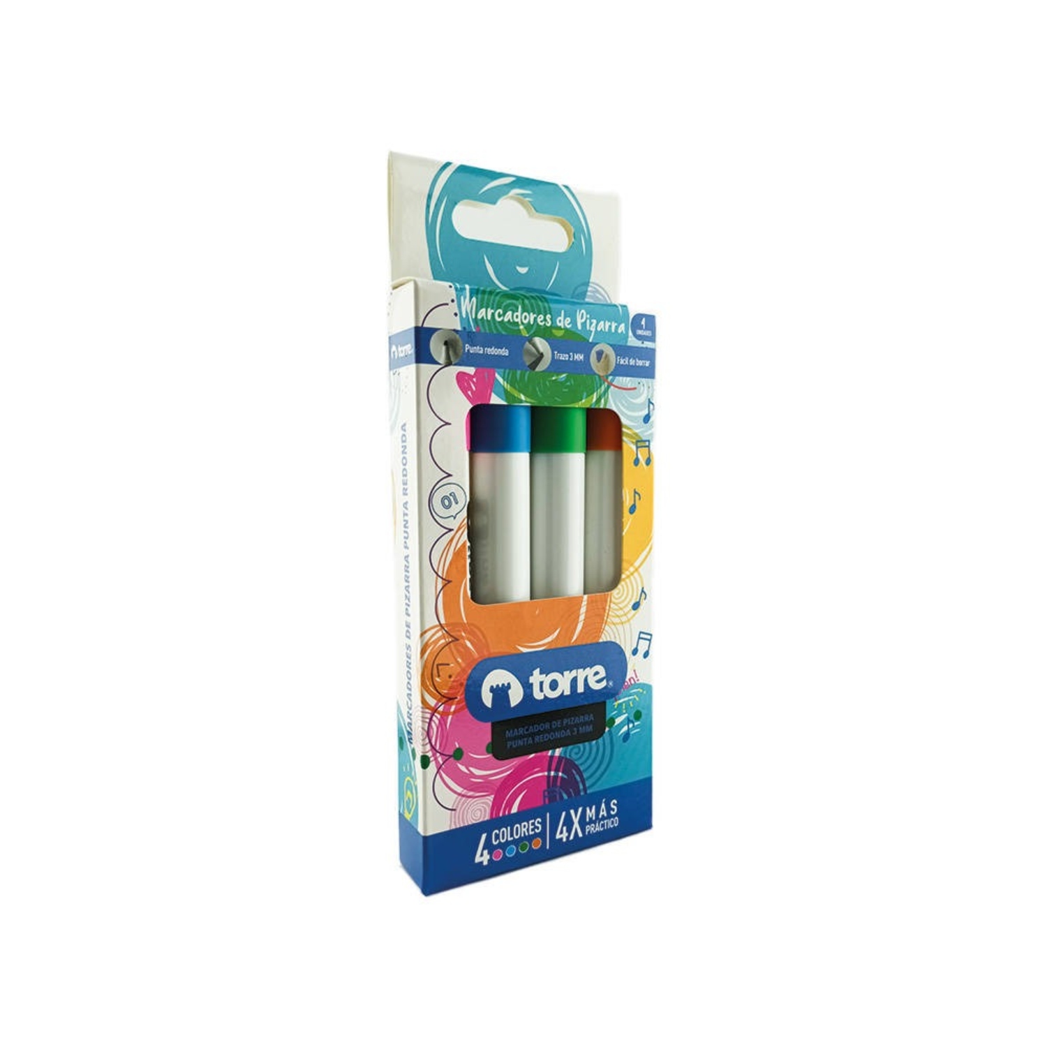 BLISTER MARCADORES DE PIZARRA PUNTA REDONDA 4 COLORES FANCY – TORRE - 2