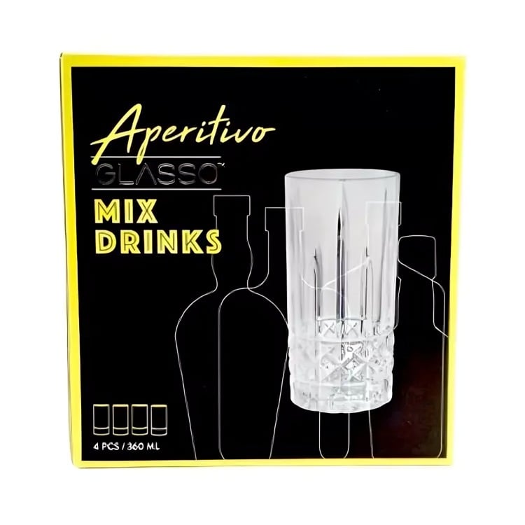 SET 4 VASOS MIX DRINKS VINTAGE GLASSO - 1