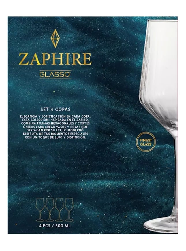 SET 4 COPAS 500 ML  ZAPHIRE GLASSO - 2