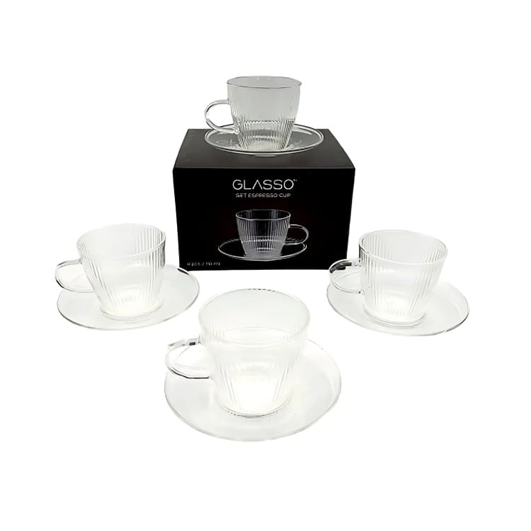 SET 4 TAZAS C/PLATO ESPRESSO GLASSO - 3