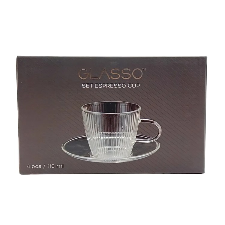 SET 4 TAZAS C/PLATO ESPRESSO GLASSO - 4