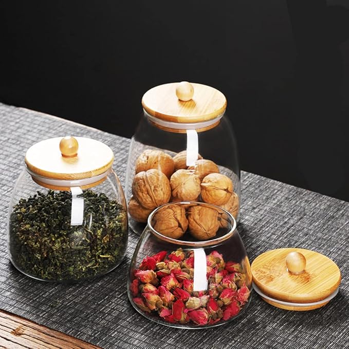 FRASCO VIDRIO 700 ML CON TAPA DE BAMBOO GLASSO DAILY - 1
