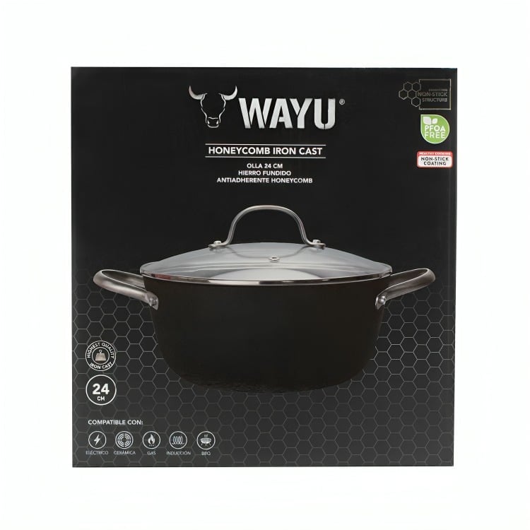 OLLA 24CM C/TAPA IRON CAST HONEYCOMB WAYU - 2