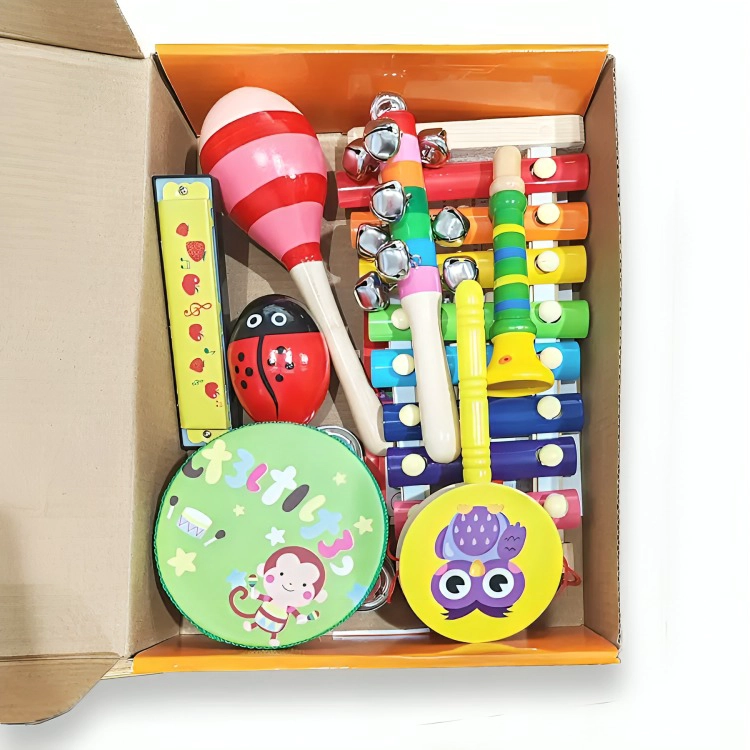 SET 8 INSTRUMENTO MUSICALES  MADERA PARA NIÑOS - 1