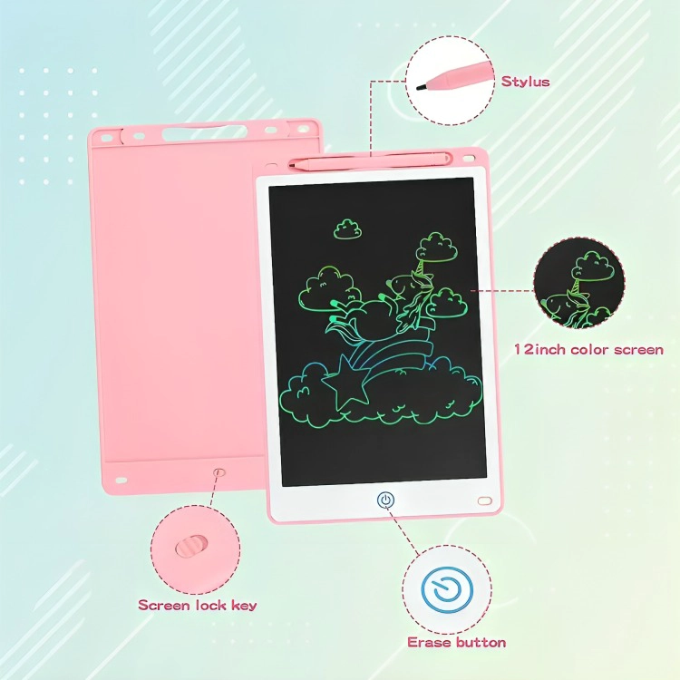 PIZARRA MAGICA TABLET DIBUJO LCD 12 PULGADAS ROSADO - 1