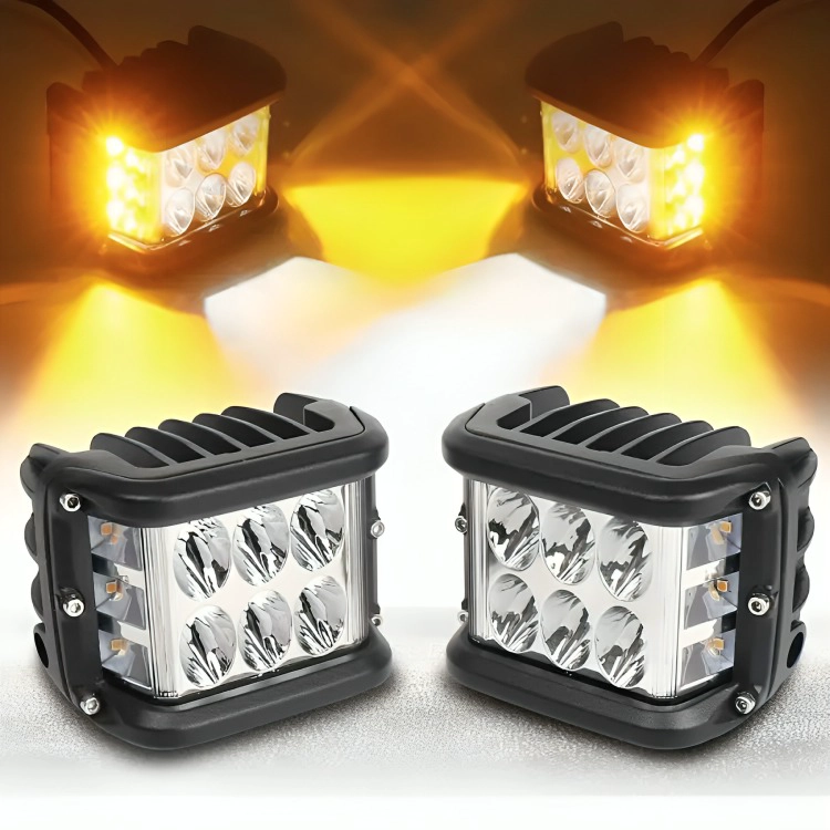 PACK X2 AUTO SPOT BICOLOR 36W 4X4 ESTROBO BLANCO + AMARILLO - 2