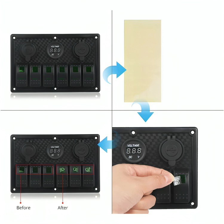 PANEL INTERRUPTOR LED ENCENDIDO 12V A 24V - 1