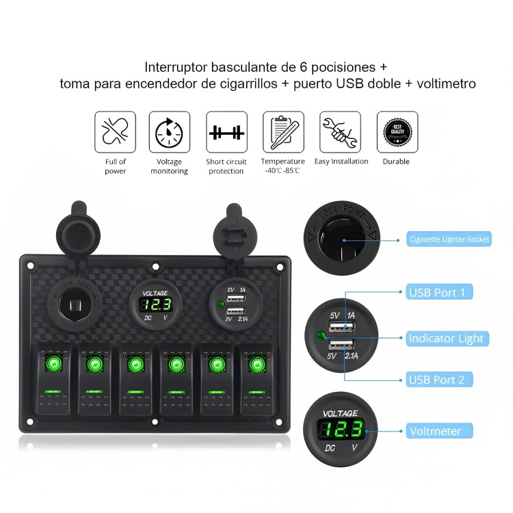 PANEL INTERRUPTOR LED ENCENDIDO 12V A 24V - 2