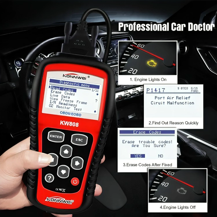 ESCANER AUTOMOTRIZ OBD2/EOBD, LECTOR DE CODIGO SRZ - 1