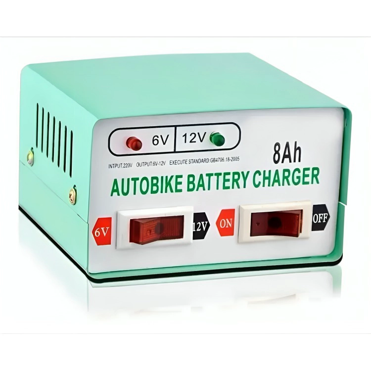 CARGADOR DE BATERIA PARA AUTOS Y MOTOS 12V / 6V - 8AH - 2