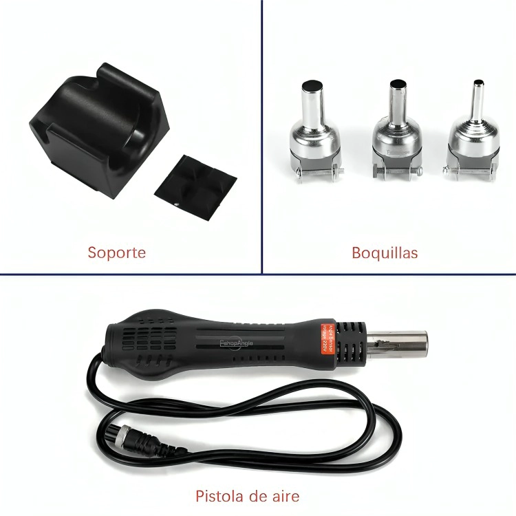 ESTACION DE SOLDADURA 700W 858D PISTOLA DE AIRE CALIENTE - 2