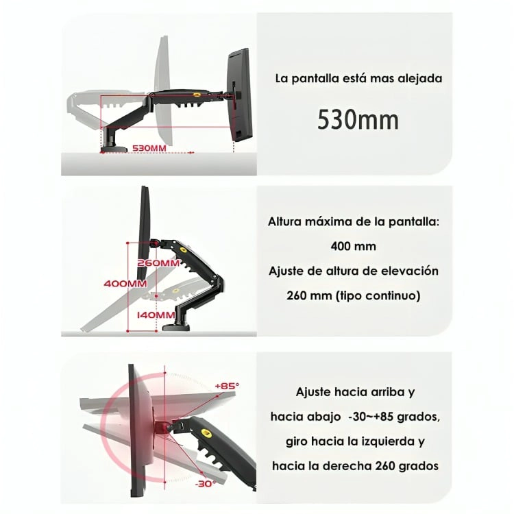 SOPORTE ERGONOMICO DE MESA PARA TV MONITOR 1 BRAZO 17-30 - 1