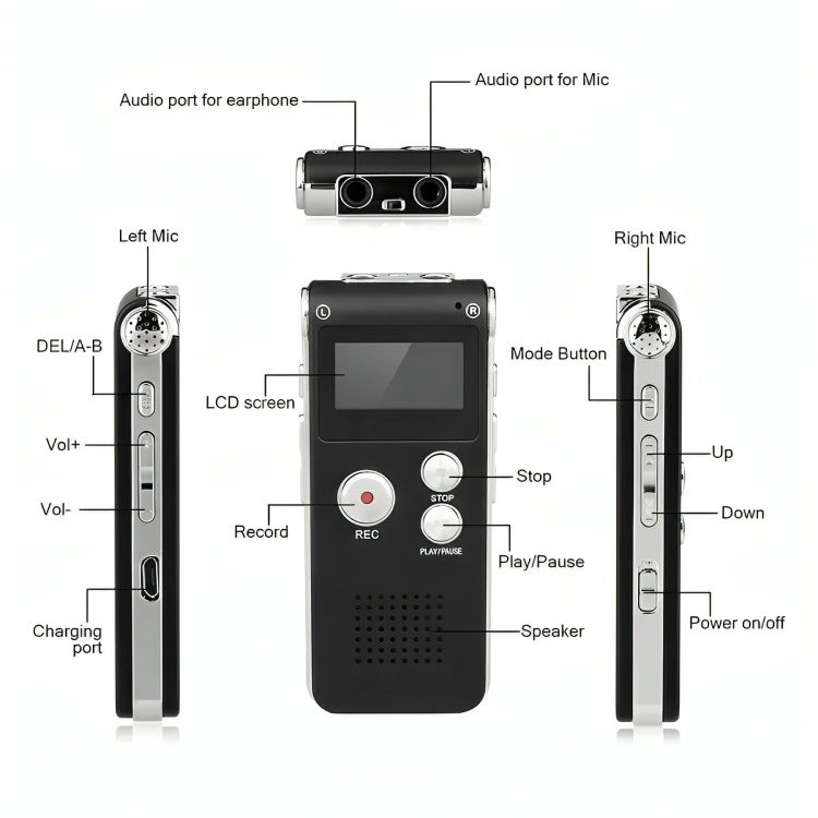 GRABADORA DIGITAL PROFESIONAL DE VOZ 8GB MP3 - 3