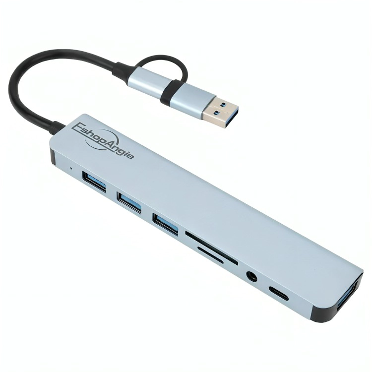 HUB ADAPTADOR USB TIPO C 8 EN 2 PARA MAC MACBOOK WINDOWS - 1