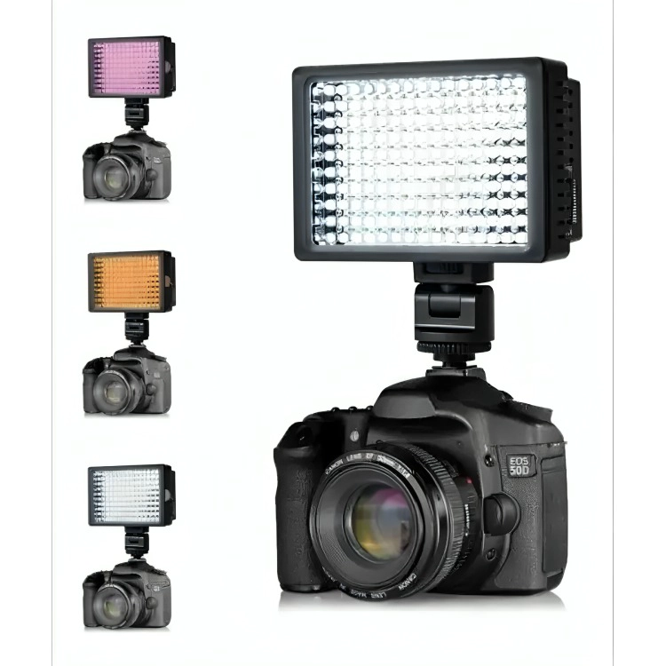 FOCO LED 160 LUCES FLASH CAMARA VIDEOGRABADORA + 2 FILTROS - 2