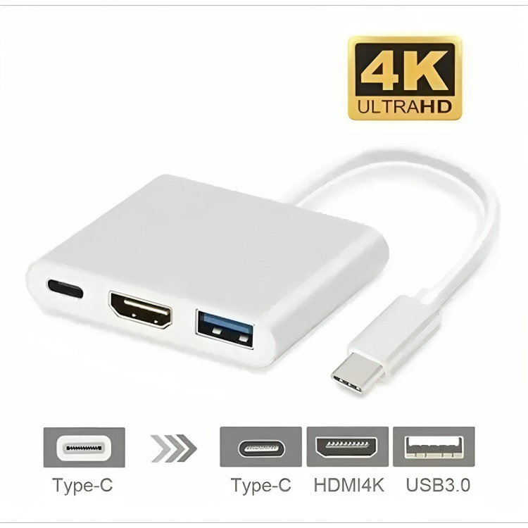 ADAPTADOR HUB 3 EN 1 USB TIPO C A USB-C HDMI USB 3.0 4K - 1