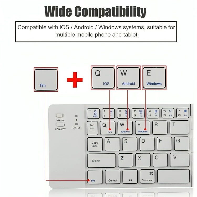 MINI TECLADO INALAMBRICO PLEGABLE PORTATIL BLANCO - 2