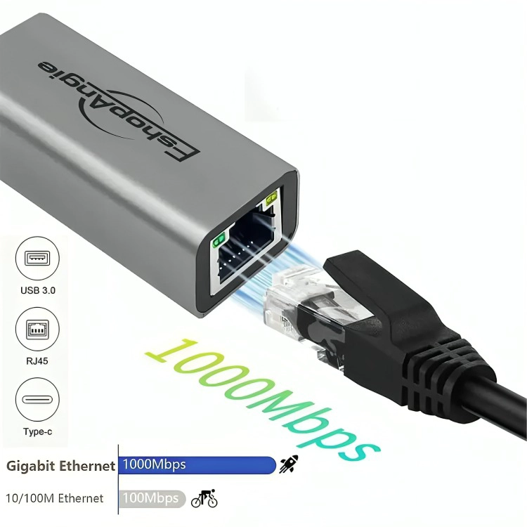ADAPTADOR USB 3.0 USB C A RJ45 ETHERNET 10/100/1000MBPS - 3