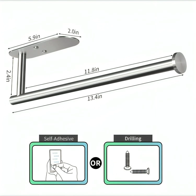PORTAROLLOS TOALLA DE PAPEL NOVA DE ACERO INOX AUTOADHESIVO - 3