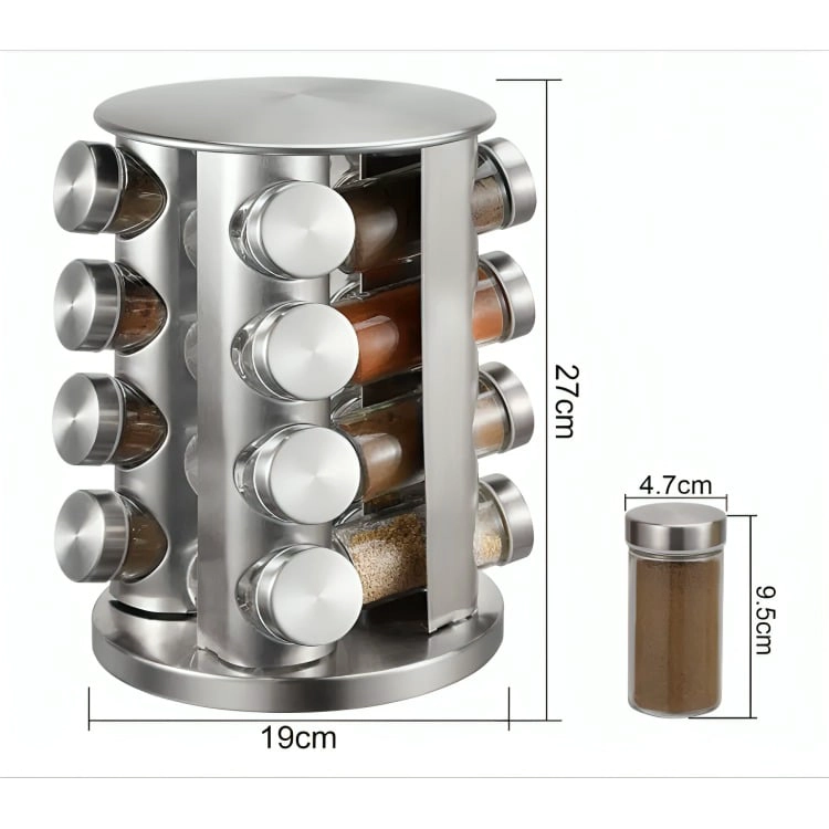 SET CONDIMENTERO ESPECIERO GIRATORIO COCINA 16 PCS - 1