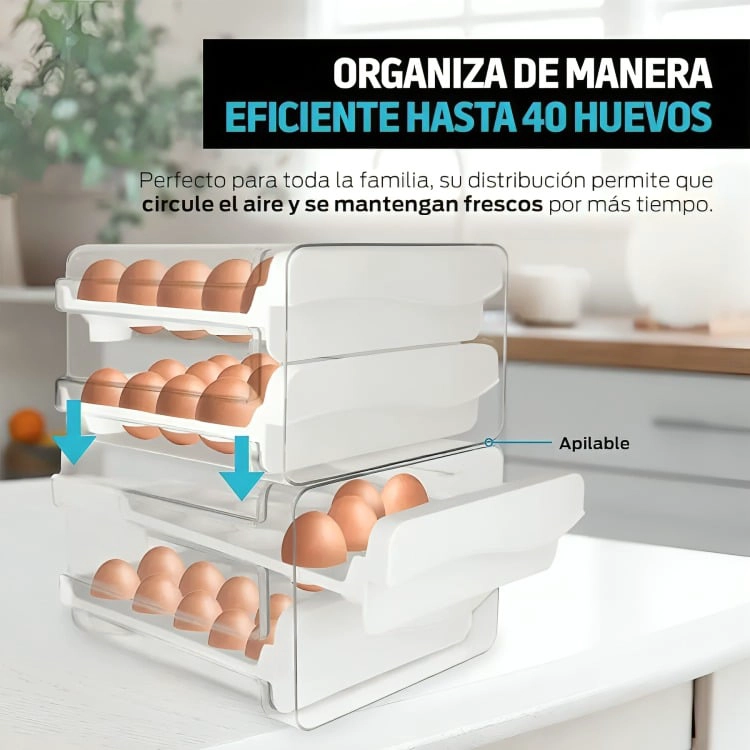 ORGANIZADOR DE HUEVOS CAJA PARA 40 HUEVOS 2 NIVELES - 5