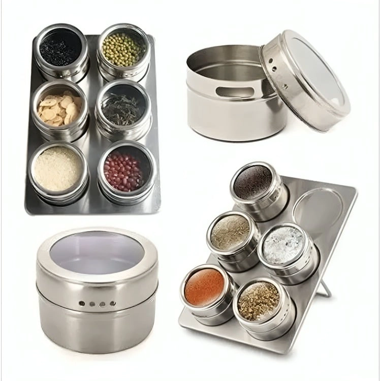 ORGANIZADOR CONDIMENTOS COCINA 6 PIEZAS FRASCOS ESPECIEROS - 5