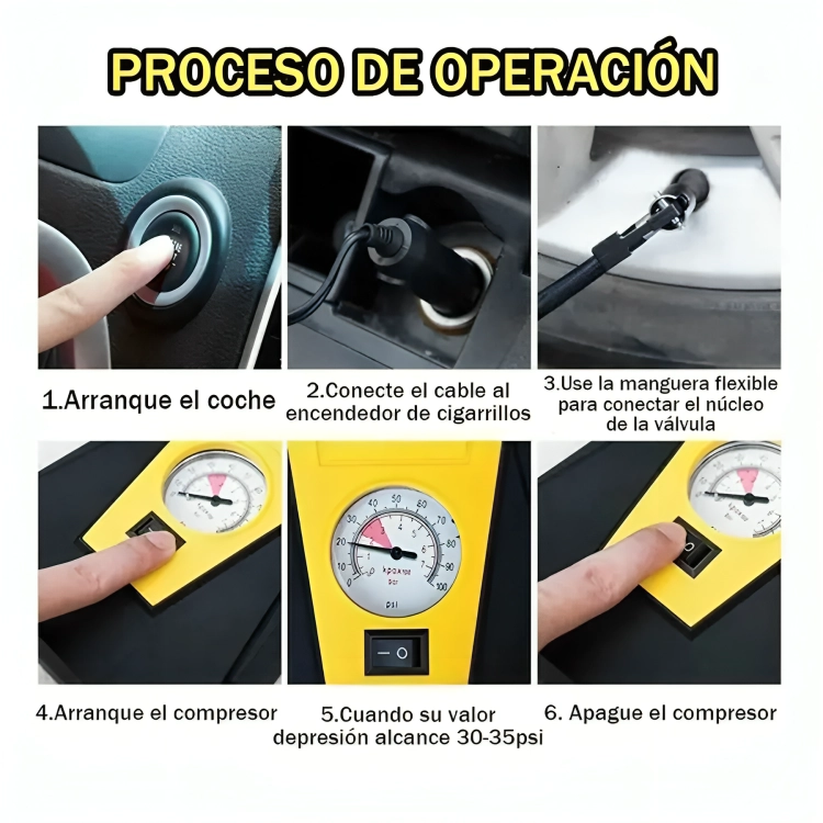 MINI COMPRESOR DE AIRE 12V PARA VEHICULOS NEUMATICOS 150PSI - 1