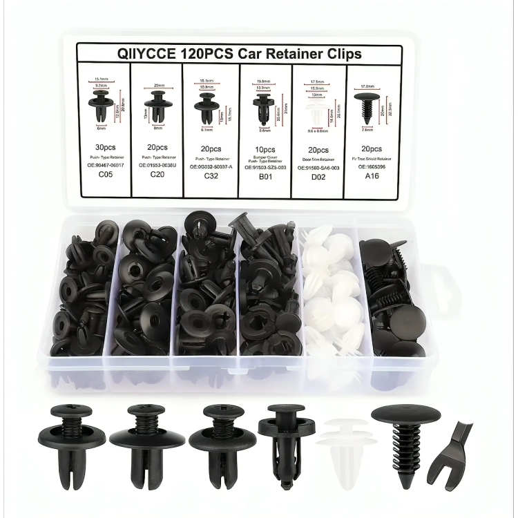 SET CLIP REMACHE PLASTICO SUJECION PARA COCHE BROCHES AUTOS - 2