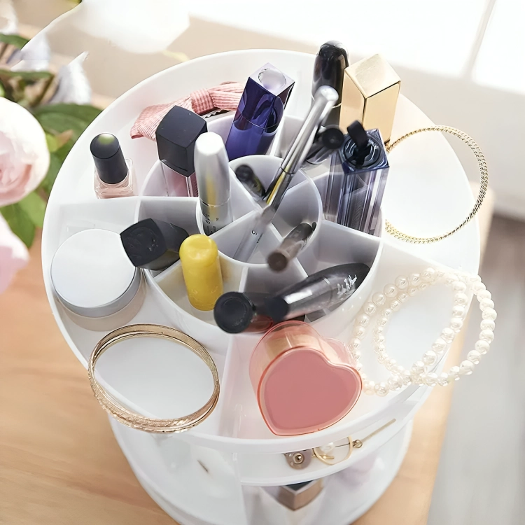 ORGANIZADOR DE MAQUILLAJE COSMETIQUERO GIRATORIO 360 GRADOS - 1