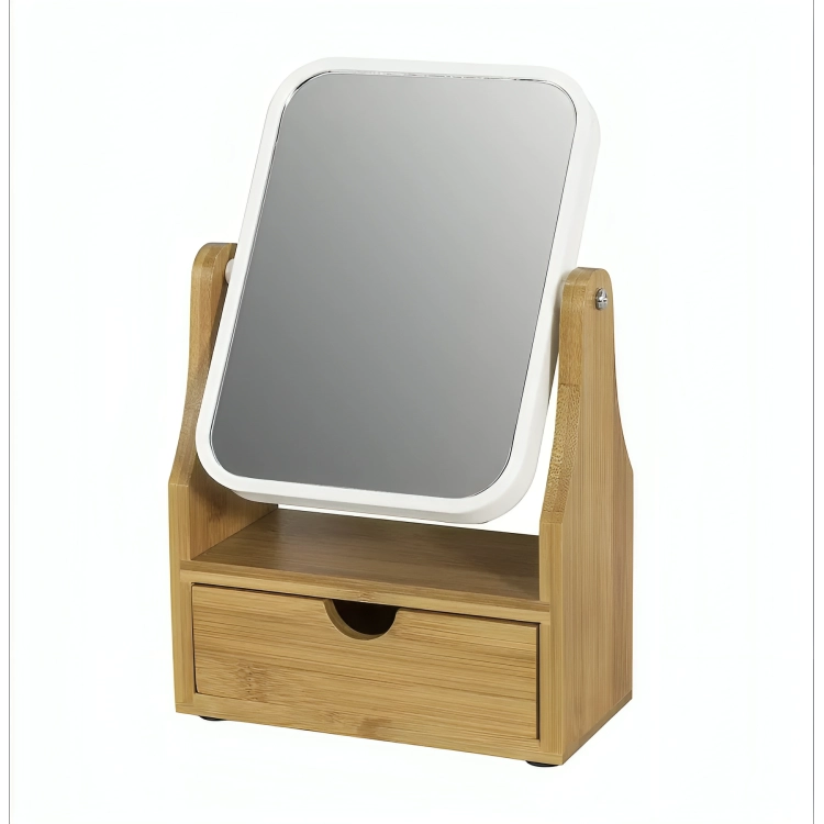 ESPEJO DE MAQUILLAJE ROTACION 360 ESPEJO DE MESA CON CAJON - 3