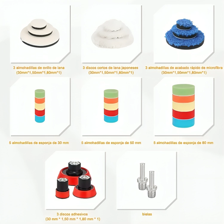 KIT DE 29 PIEZAS PULIR ESPONJAS ALMOHADILLAS PARA AUTO - 2