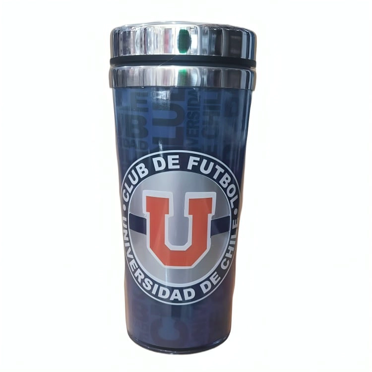 MUG TERMICO LOGO PLATEADO U DE CHILE - 1
