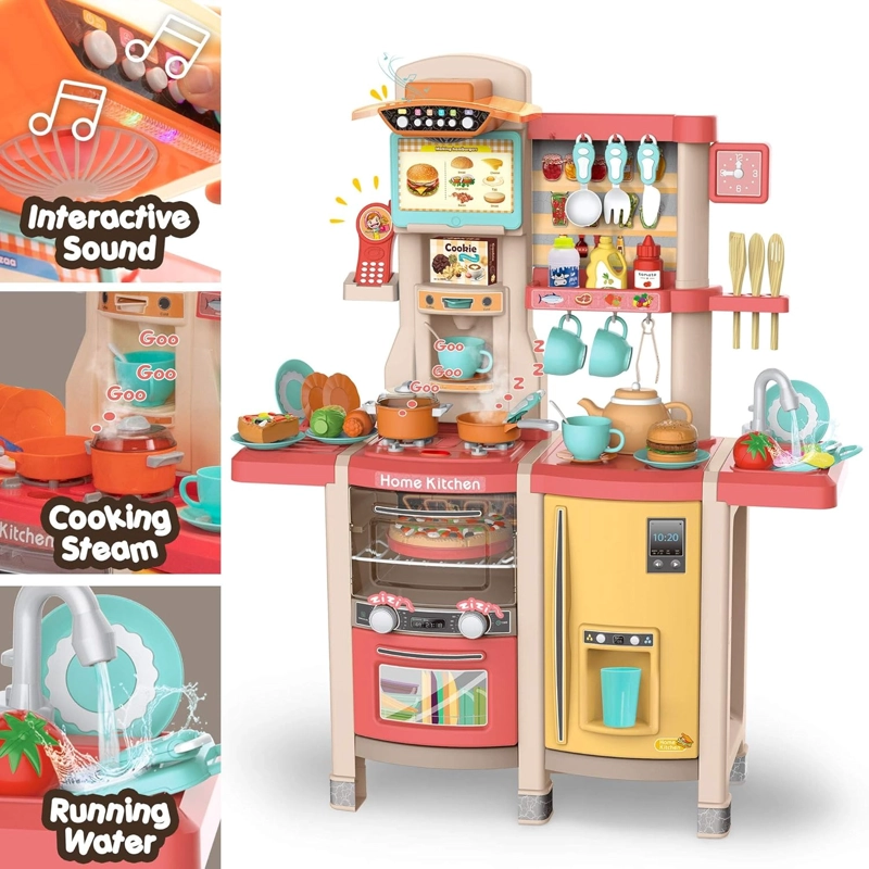 COCINA 100 CM ROSADA CON 66 PCS - 4