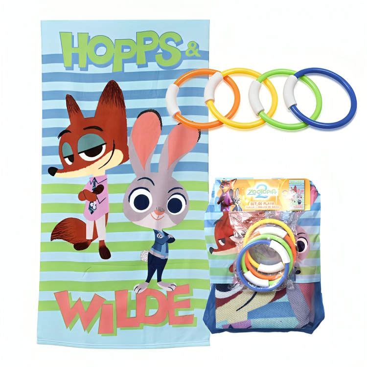 SET TOALLA DE PLAYA 70×140 CM. + TESORO/ ZOOTOPIA HOPPS – MASHINI - 1