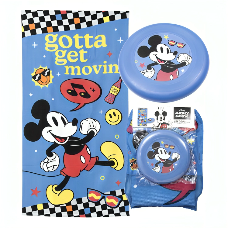 SET TOALLA DE PLAYA 70×140 CM. + FRISBEE / MICKEY MOVIN – MASHINI - 1